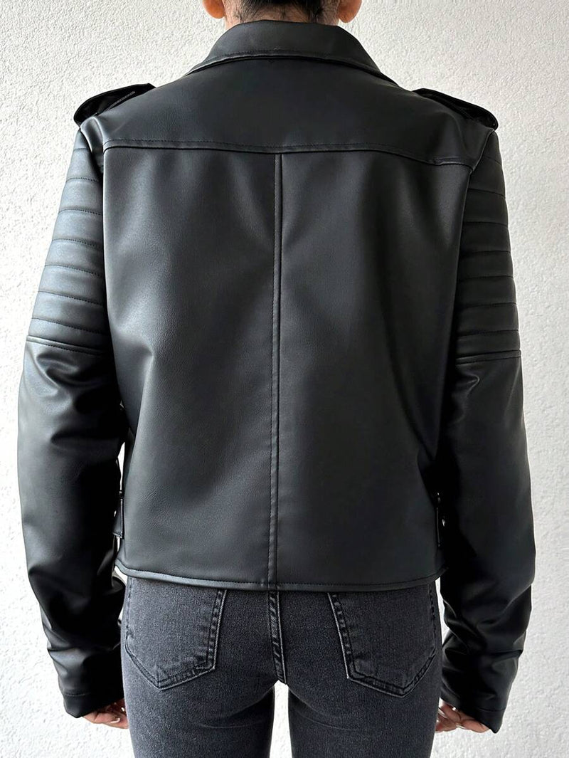 AINOA | CHAQUETA CAZADORA DE CUERO NEGRO